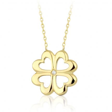 0.14 ct. Pırlanta Yonca Kolye